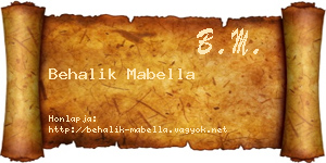 Behalik Mabella névjegykártya